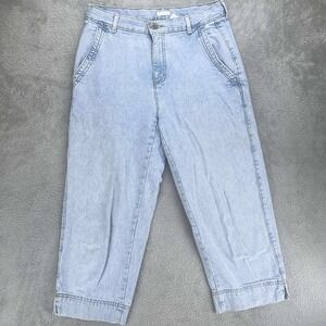 Liz Claiborne Vintage Crop Wide Jeans High Waist Light Wash Denim Size 8 Petite‎